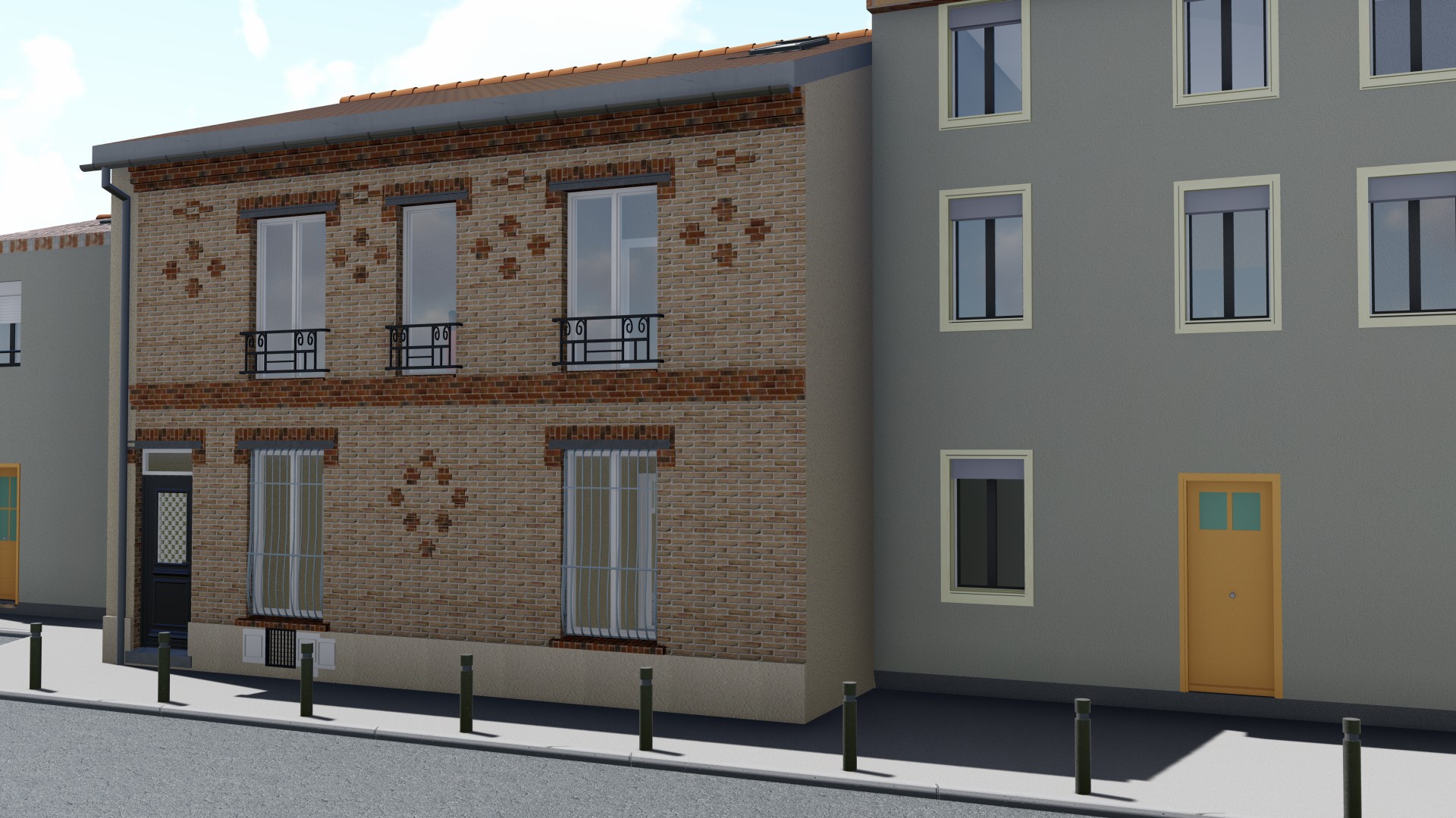 Ravalement de façade — déclaration préalable — Façade sur rue et mitoyenneté — état projeté